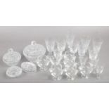A Collection of Glassware. To include Drinking Glasses of Various Sizes and Small Trinket Jars.