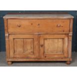 A Victorian Pine Dresser Base. Width: 123cm, Height: 83cm. Condition Fair, One Foot Loose.