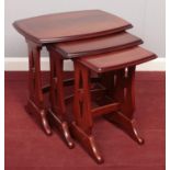 A Mahogany Nest of Three Tables. Largest Table Dimensions = W: 56cm, H: 52cm, D: 40cm.