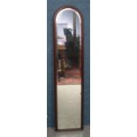 A Tall Mahogany Bevel Edged Mirror. Condition Good, Small Crack in the wood at the top of the