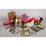 A group of collectables. Vintage advertising metal tins - Barnsley British Co-operative society,