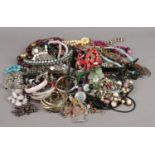 A group of costume jewellery. Beads, bracelets, bangles etc.