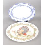 Two Meat Platters by W.R Midwinter (Turkey) and Staffordshire (Blue and White).