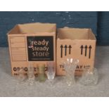 Two boxes of assorted glass wares. Cut crystal vases, glasses etc