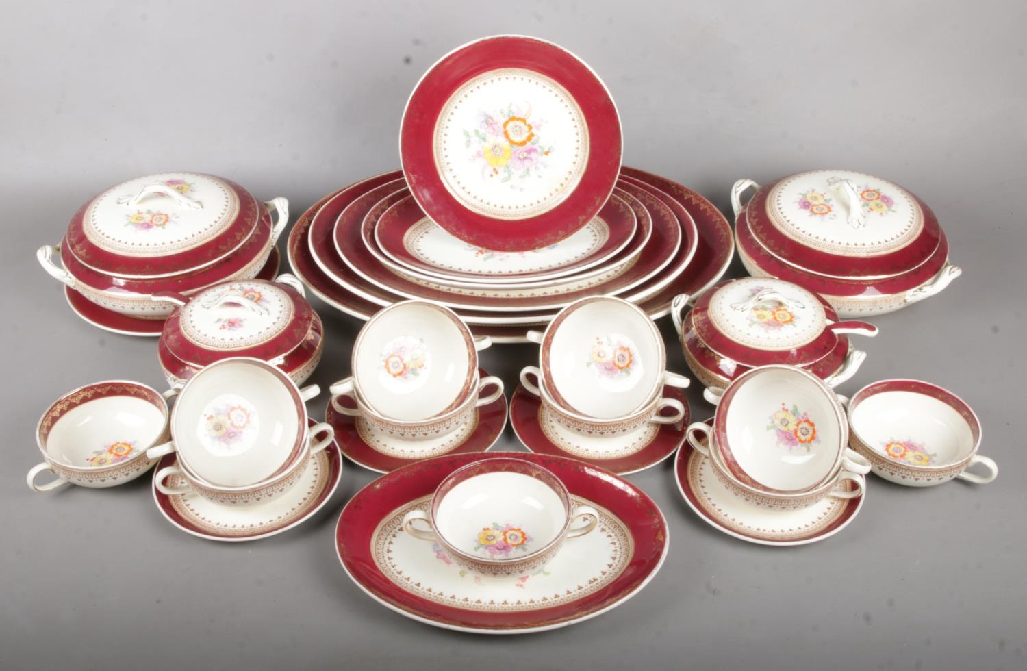 A Substantial Royal Harvey Staffordshire Dinner Service, in Pattern Number 392. To include a