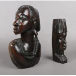 Two carved hardwood African figures. 26.5cm height.