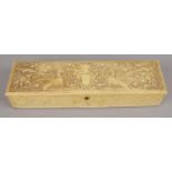 An Edwardian Faux Ivory Rectangular Glove Box decorated with Foliage and Griffins, with Ivory