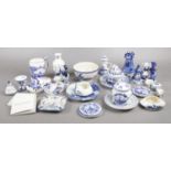 A collection of blue and white ceramics. Includes Holland America line, Delft etc.