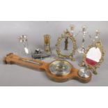 A mixed group of collectables. Includes Levi & Salaman silver topped vase, miniature miners lamp,