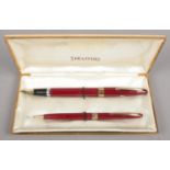 A Sheaffer Statesman Fountain Pen and Mechanical Pencil Set (Fountain Pen with Snorkel Filler and