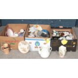 Three boxes of miscellaneous. Crown Ducal, Wedgwood, Spode etc