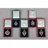 Five Silver & enamel Football fob medals. All assayed in Birmingham by P.Vaughton & Sons between
