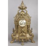 A Large Decorative Brass French Mantle Clock. Chimes on the Half Hour and on the Hour. Overall