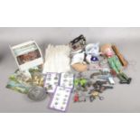A Box of Miscellaneous Items. To include a collection of Railway Buttons, a Selection of Postcards