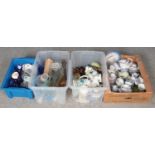 Four boxes of miscellaneous. Includes Wade, West German pottery, glassware etc.