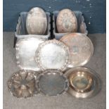 Two Boxes of EPNS and Silver Plated Trays. To include some Presentation Examples, along with Several