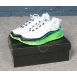A boxed pair of Nike Max 720-818 ghost green trainers. UK size 8.