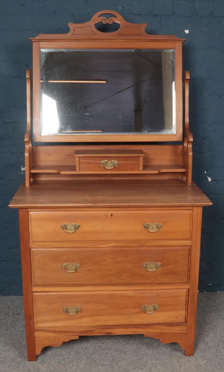 A Satinwood Dressing Table and Mirror.