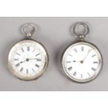 Two Swiss Silver Fob Watches. Stamped on the Inside of the Case.