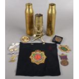 A quantity of Militaria. Including trench art, medals, etc.