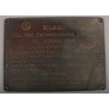 Kidde Bronze CO2 Fire Extinguishing Sign, Northolt, London, Middx. Dimensions: W = 28cm, H = 20cm.