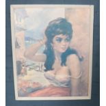A framed print of a young gypsy girl. (55cm x 44cm)