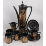 A Phoenix Portmerion part Coffee Set, designed by John Cuffley.