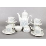 A Royal Doulton 'Crawford' coffee set. coffee pot, coffee cups/saucers, milk jug, sugar bowl