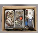 A Box of Mainly Costume Jewellery, to include some Small Silver Curios (Rings, Brooches and