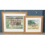 After Claire Eva Burton, two gilt framed limited edition horse prints. Goodwood and Aldaniti In