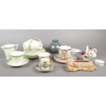 A group of miscellaneous. Wedgwood & Co tea set cups/saucers, milk jug, side plates, Poole vase,