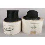 Two vintage boxed hats. To include a Leonard's top hat & a bowler hat by G A Dunn & Co Ltd London.