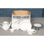 A group of miscellaneous ceramic's. Shelley gravy jug/plate, large dish & platter, Royal Crown Derby