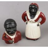 Two Novelty Cast Iron Money Boxes, depicting Black Figures, one with Moving Arm.