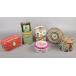 A group of seven vintage tins. To include two 'Quality Street' chocolate examples etc.