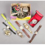 A quantity of wristwatches. Including automatic Timex and Seiko examples, etc.