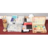 An Extensive Collection of Various Artist Materials. To Include Brushes, Watercolours, Oil Paints