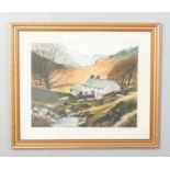 A Framed Watercolour Scene of a House in the Countryside, signed by M. Launders.