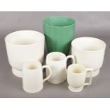 A Collection of Keith Murray for Wedgwood Ceramics. Hairline Crack in Green Vase.