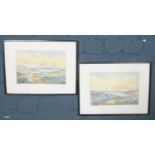 Frank Bartlett (British early 20th century) pair of framed watercolour seascapes. H: 20cm,W:28cm.