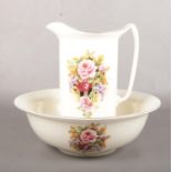 A ceramic wash jug & bowl. 37cm height.