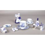 A collection of assorted ceramic's. mainly Delft ware, cup/saucer, figurine, pin dish etc