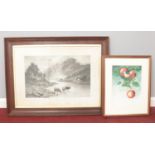 Two framed pictures. To include an original framed and signed watercolour by Myrtle Ferguson of a