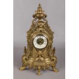 A Brass Decorative Mantle Clock. Movement has been Converted to a Quartz Battery Movement.