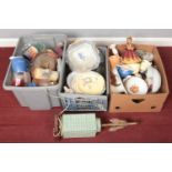 Three boxes of miscellaneous. Includes plaster figure, Aynsley, Carltonware etc.