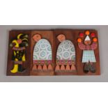 A Set of Four Hornsea Muramic Wall Plaques, depicting Turtles, Juggling Gingerbread Man and