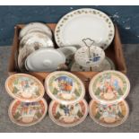 A box of miscellaneous ceramics. To include a small collection of Harry Hancock and Wedgwood 'A