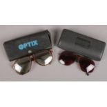 Two pairs of cased vintage Optix aviator sun glasses.