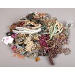 A collection of costume jewellery. Beads, bangles etc