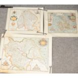 Three unframed Saxons maps. Including map of Yorkshire, Lincolnshire and Nottinghamshire, etc.
